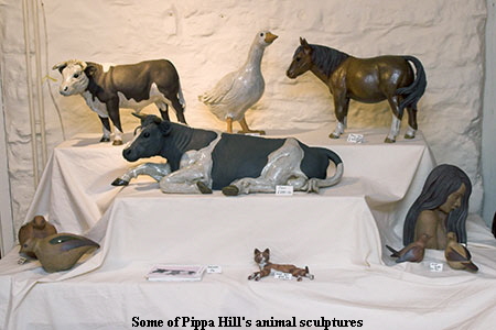 Some of Pippa Hill's animal sculptures